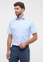 Eterna Cover Shirt Twill Short Sleeve Classic Kent Overhemd Licht Blauw