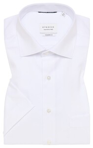 Eterna Cover Shirt Twill Short Sleeve Classic Kent Overhemd Wit