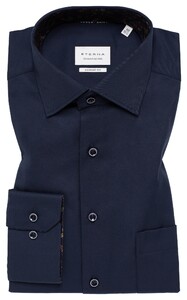 Eterna Cover Shirt Uni Color Cotton Half-Ply Twill Navy