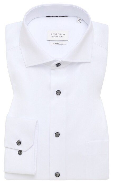 Eterna Cover Shirt Uni Cotton Twill Non-Iron Shark Collar White