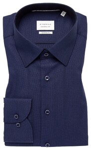 Eterna Dobby Dynamic Cotton Natural Stretch Effect Shirt Dark Evening Blue