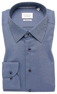 Eterna Dobby Dynamic Cotton Natural Stretch Effect Shirt Denim Blue