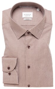 Eterna Dobby Dynamic Cotton Natural Stretch Textured Non-Iron Overhemd Beige