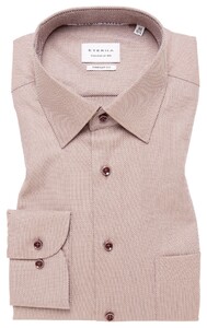 Eterna Dobby Dynamic Cotton Non-Iron Natural Stretch Overhemd Beige