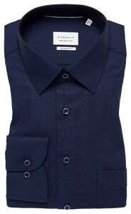 Eterna Dobby Dynamic Cotton Non-Iron Natural Stretch Overhemd Donker Blauw