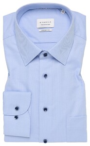 Eterna Dobby Dynamic Cotton Non-Iron Natural Stretch Overhemd Licht Blauw