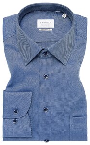 Eterna Dobby Dynamic Cotton Non-Iron Natural Stretch Shirt Denim Blue