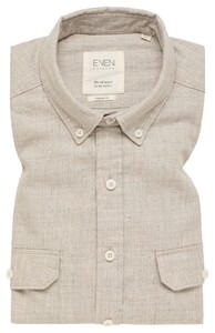 Eterna Even Mini Button-Down Easy-Iron Flanel Overhemd Licht Grijs