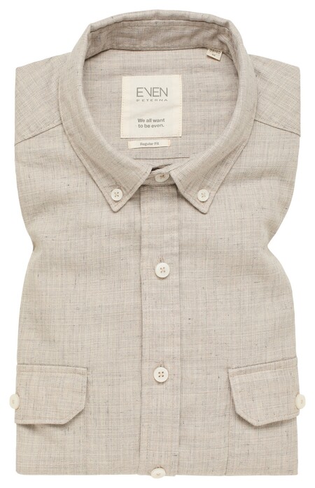 Eterna Even Mini Button-Down Easy-Iron Flanel Overhemd Licht Grijs