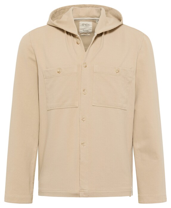 Eterna Even Overshirt Soft Jersey Hoodie Easy-Iron Beige