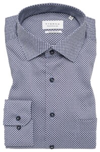Eterna Fancy Abstract Pattern Cotton Twill Non-Iron Overhemd Licht Blauw
