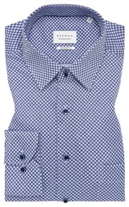 Eterna Fancy Square Circle Non-Iron Cotton Kent Collar Overhemd Blauw