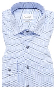 Eterna Fantasy Pattern Twill Cotton Non-Iron Shirt Light Blue