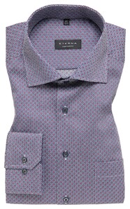 Eterna Fashionable Fantasy Pattern Cotton Twill Non-Iron Overhemd Blauw-Rood