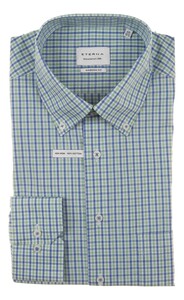 Eterna Fine Check Overhemd Blauw-Groen
