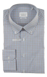 Eterna Fine Check Overhemd Blauw-Zand