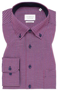 Eterna Fine Check Pattern Poplin Cotton Non-Iron Shirt Sunset Red