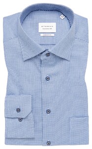 Eterna Fine Fantasy Pattern Cotton Twill Non-Iron Overhemd Blauw