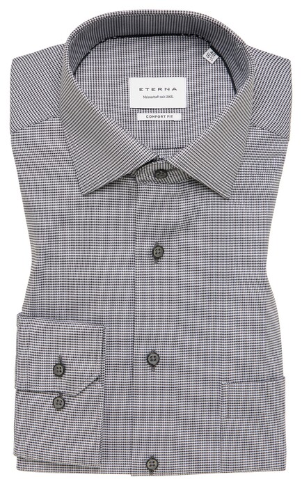 Eterna Fine Fantasy Pattern Cotton Twill Non-Iron Shirt Grey