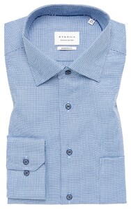 Eterna Fine Pattern Structure Twill Classic Kent Overhemd Blauw