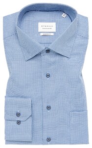 Eterna Fine Pattern Structure Twill Classic Kent Shirt Blue