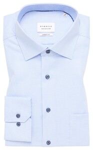 Eterna Fine Pattern Structure Twill Classic Kent Shirt Light Blue