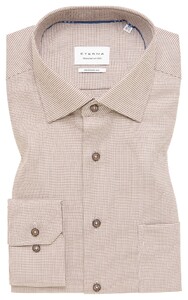 Eterna Fine Pattern Structure Twill Classic Kent Shirt Sand