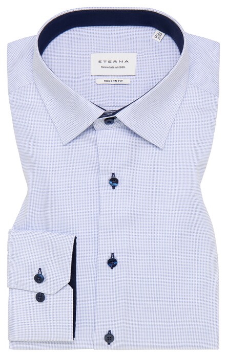 Eterna Fine Structure Non-Iron Modern Kent Extra Sleeve Length Shirt Light Blue