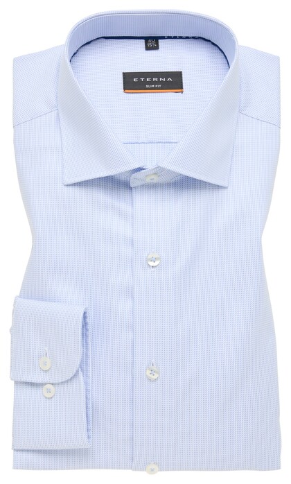 Eterna Fine Texture Cotton Non-Iron Classic Kent Twill Shirt Light Blue