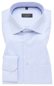 Eterna Fine Texture Twill Non-Iron Cotton Classic Kent Shirt Light Blue