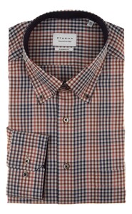 Eterna Luxury Non-Iron Twill Check Overhemd Terracotta