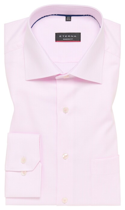 Eterna Modern Fine Structure Cotton Non-Iron Twill Shirt Rosa