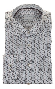 Eterna Multitone Circles Fantasy Overhemd Blauw-Bruin