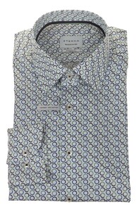 Eterna Multitone Circles Fantasy Overhemd Blauw-Groen