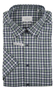 Eterna Multitone Color Check Overhemd Blauw-Groen