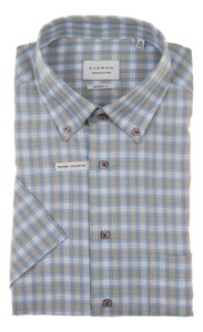 Eterna Multitone Color Check Overhemd Blauw-Zand