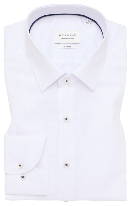 Eterna Natté Texture Cotton Non-Iron Basic Kent Shirt White