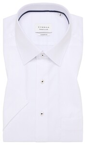 Eterna Natté Texture Short Sleeve Cotton Non-Iron Overhemd Wit