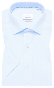 Eterna Original Shirt Lightweight Cotton Poplin Non-Iron Short Sleeve Light Blue