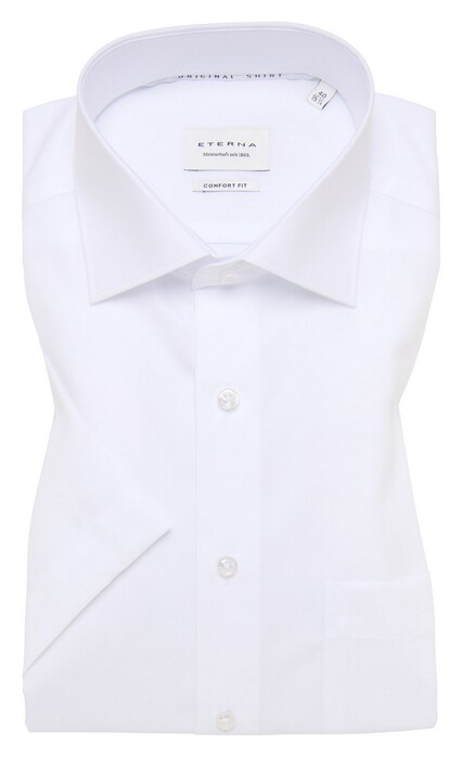 Eterna Original Shirt Lightweight Cotton Poplin Non-Iron Short Sleeve White