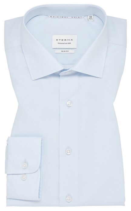 Eterna Original Shirt Lightweight Poplin Cotton Non-Iron Light Blue