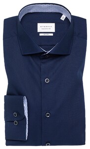 Eterna Original Shirt Plain Color Poplin Cotton Non-Iron Navy