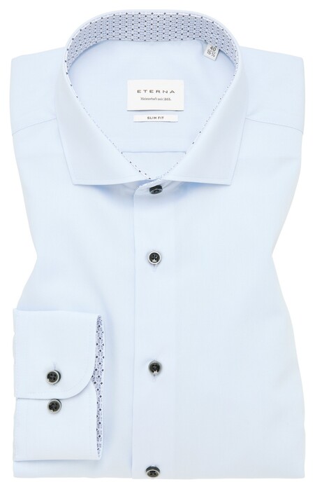 Eterna Original Shirt Plain Color Poplin Cotton Non-Iron Sky Blue