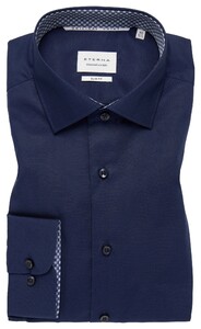 Eterna Original Shirt Plain Color Subtle Contrast Poplin Non-Iron Navy