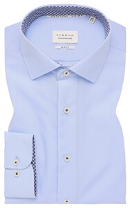 Eterna Original Shirt Plain Color Subtle Contrast Poplin Non-Iron Overhemd Licht Blauw