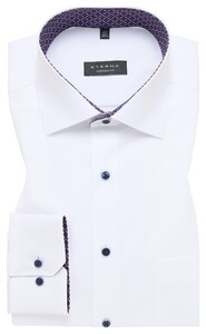 Eterna Original Shirt Poplin Cotton Non-Iron Uni Color Subtle Contrast White