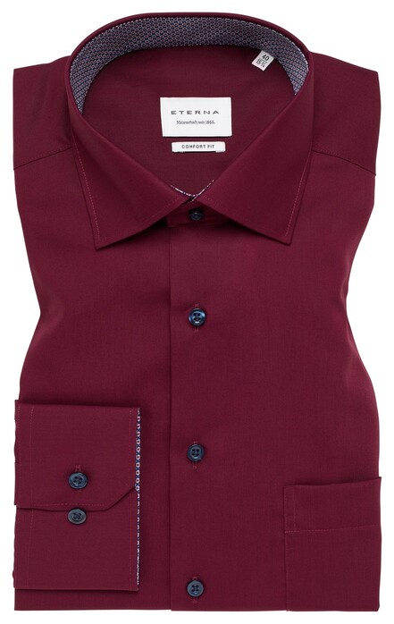 Eterna Original Shirt Poplin Non-Iron Cotton Classic Kent Wine Red