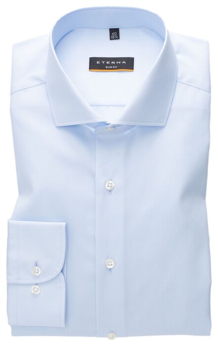 Eterna Original Shirt Poplin Non-Iron Shark Collar Light Blue