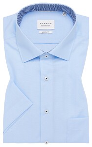 Eterna Original Shirt Poplin Non-Iron Short Sleeve Overhemd Licht Blauw