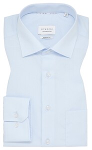 Eterna Original Shirt Poplin Plain Color Non-Iron Classic Kent Overhemd Licht Blauw